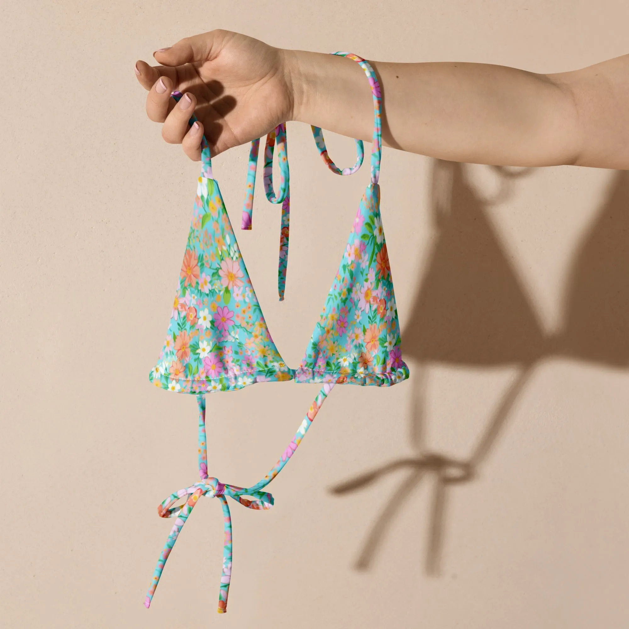 CAICOS FLORALS ECO Triangle String Bikini Top