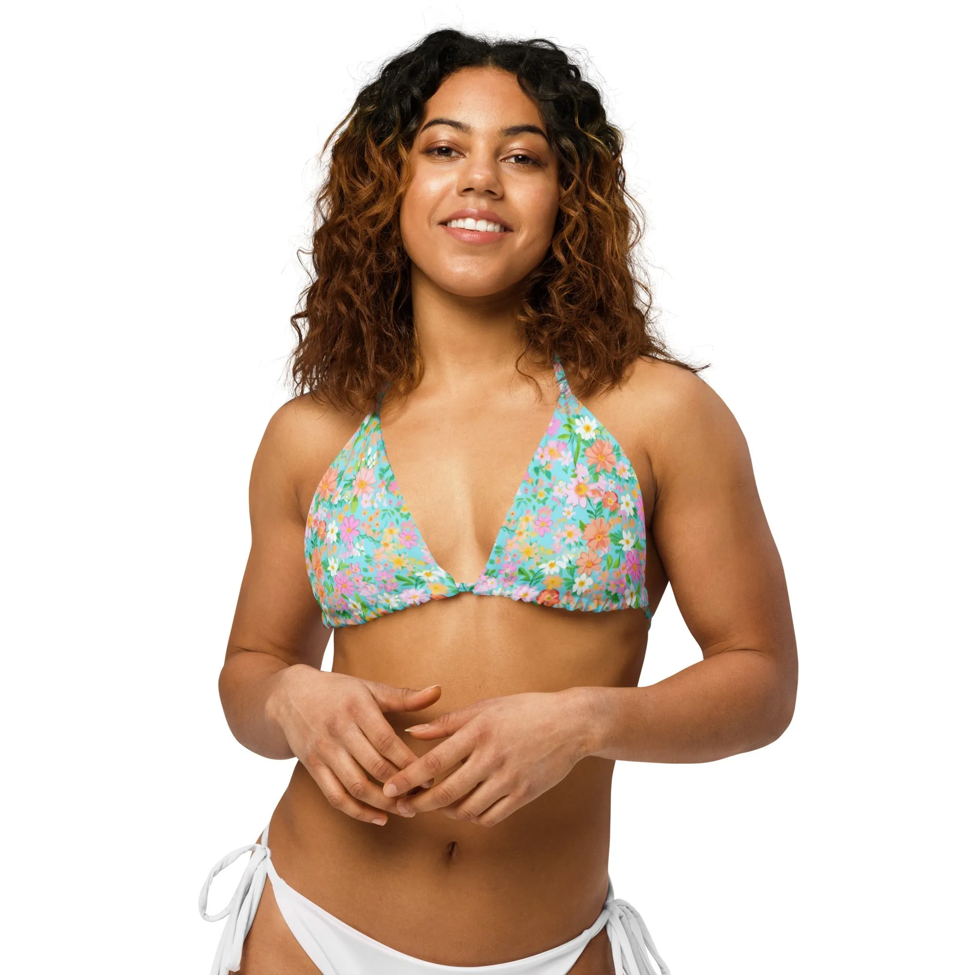 CAICOS FLORALS ECO Triangle String Bikini Top