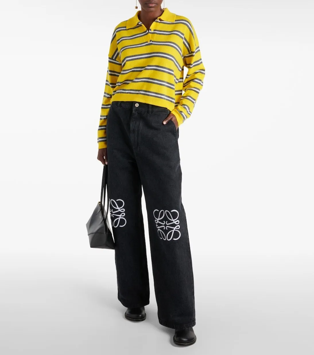 LOEWE Crew Neck Stripes Unisex Wool Street Style