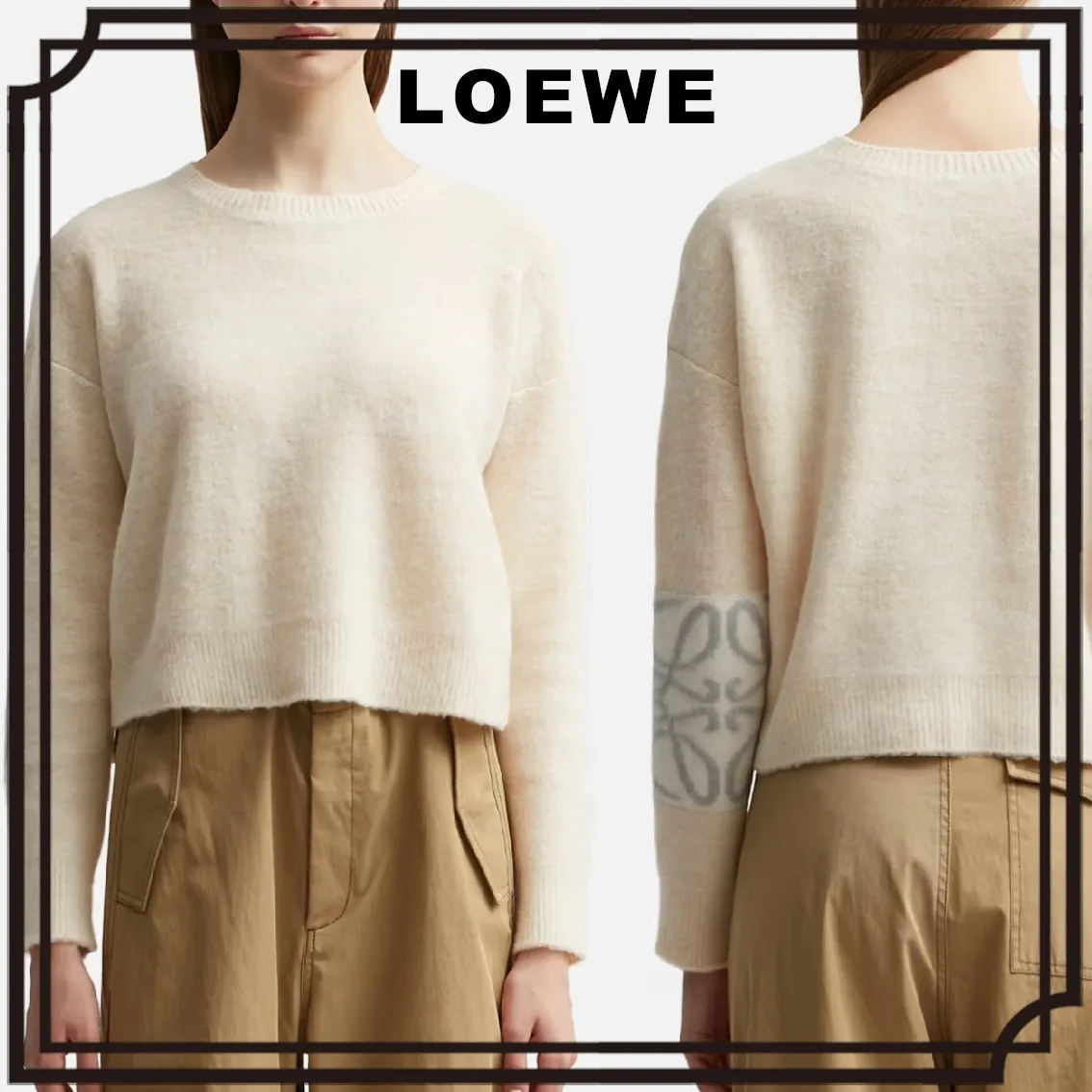 LOEWE  |Elegant Plain Wool Crew Neck Casual Long Sleeves