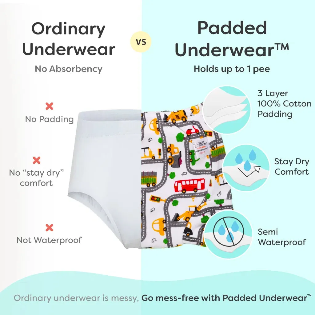 Choose Size and Print for 3 Padded Underwear