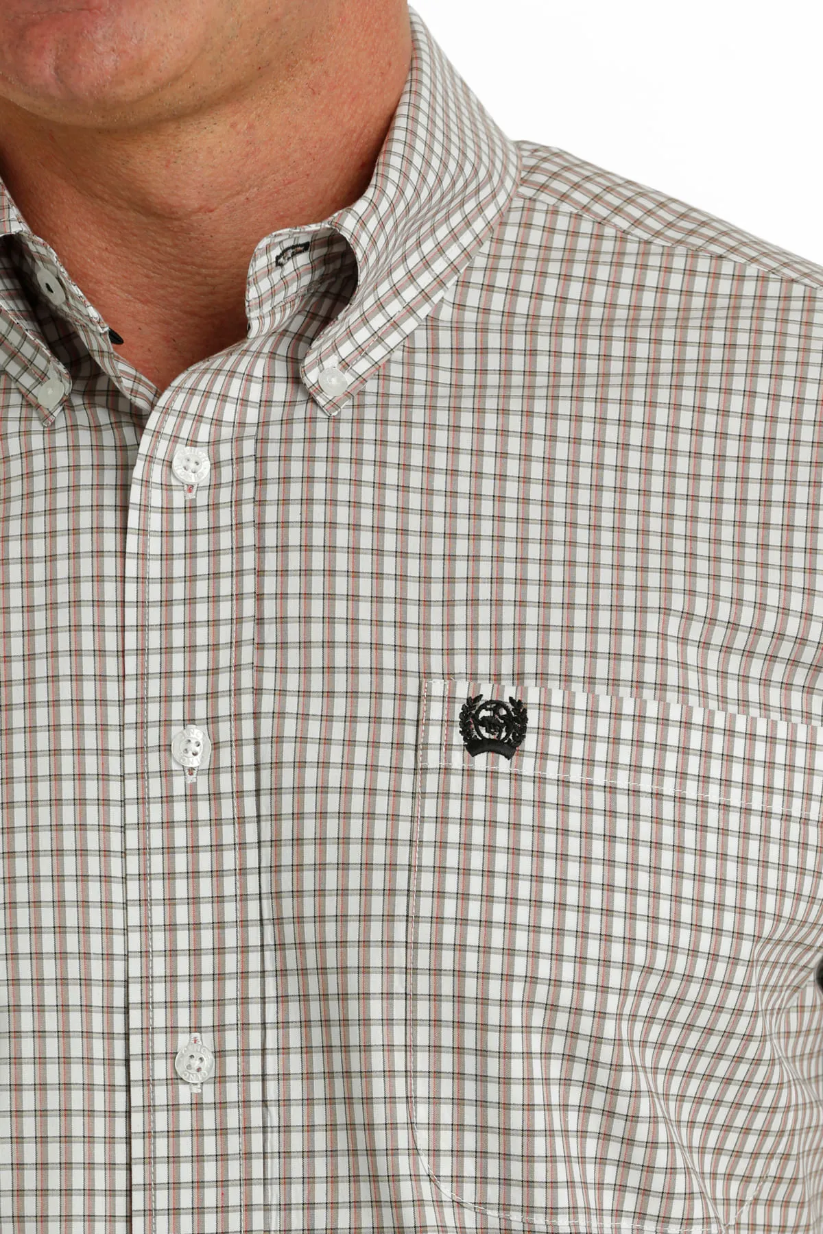 White Plaid Long Sleeve Shirt by Cinch Mens