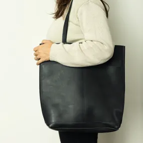 Classic Black Leather Tote