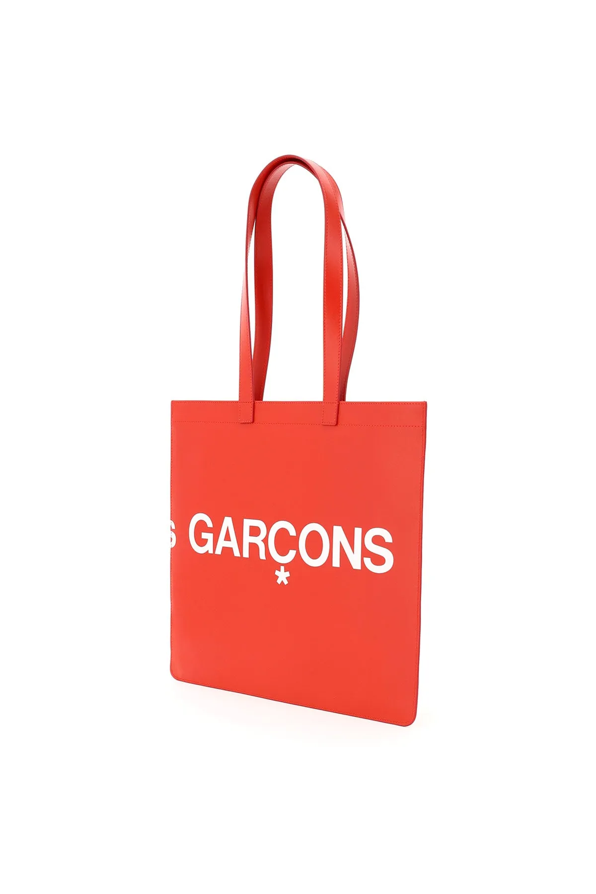 Red Leather Tote Bag Comme Des Garcons Wallet With Logo