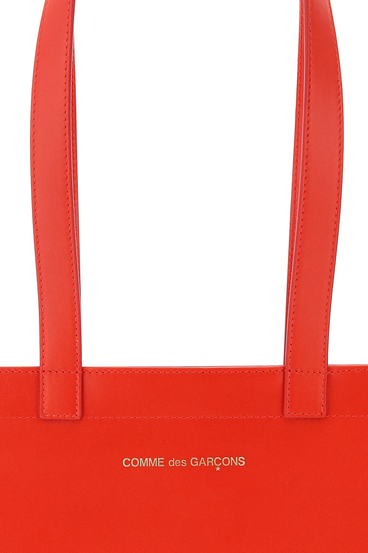 Red Leather Tote Bag Comme Des Garcons Wallet With Logo