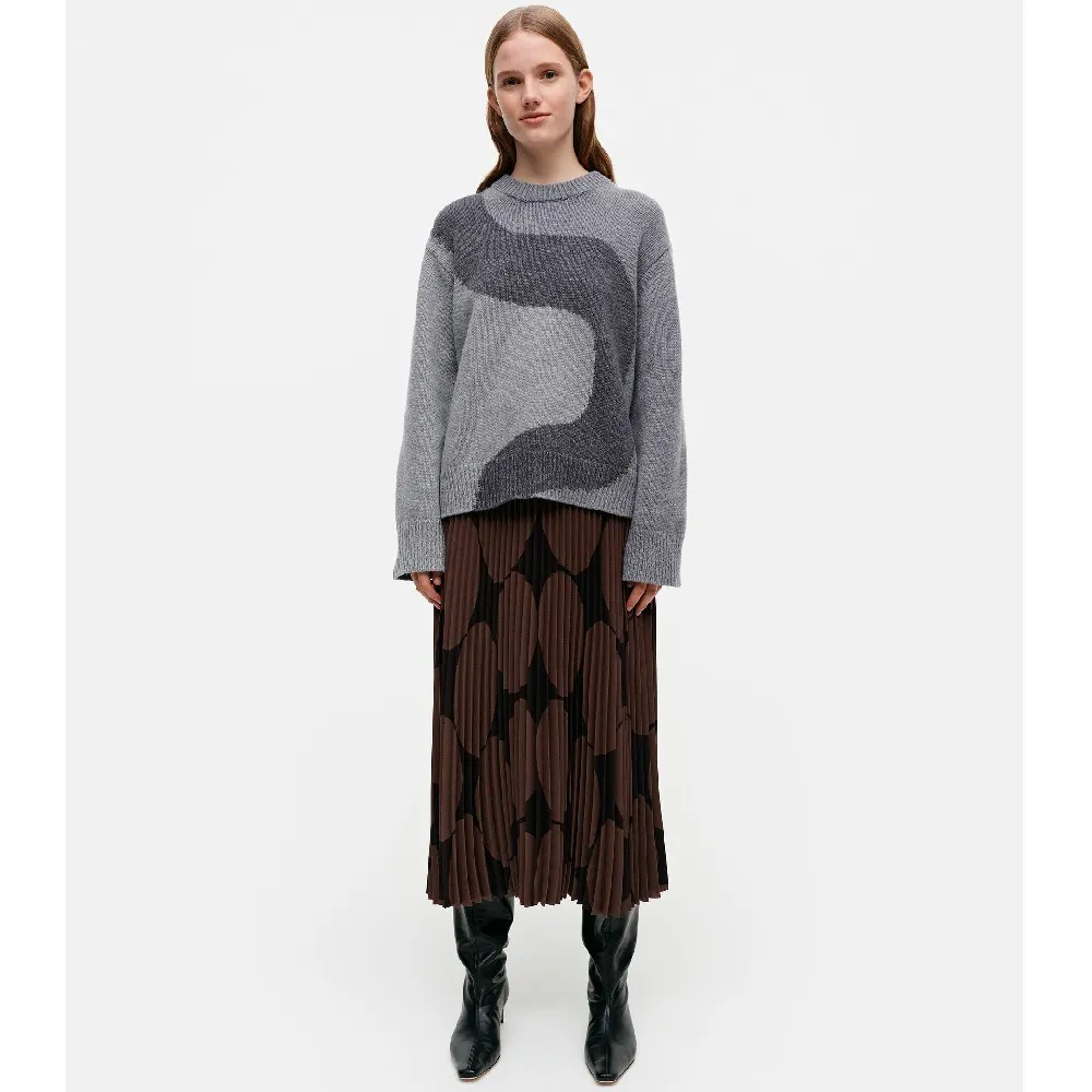 marimekko  |Cozy Wool Rib Crew Neck Long Sleeves