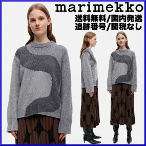 marimekko  |Cozy Wool Rib Crew Neck Long Sleeves