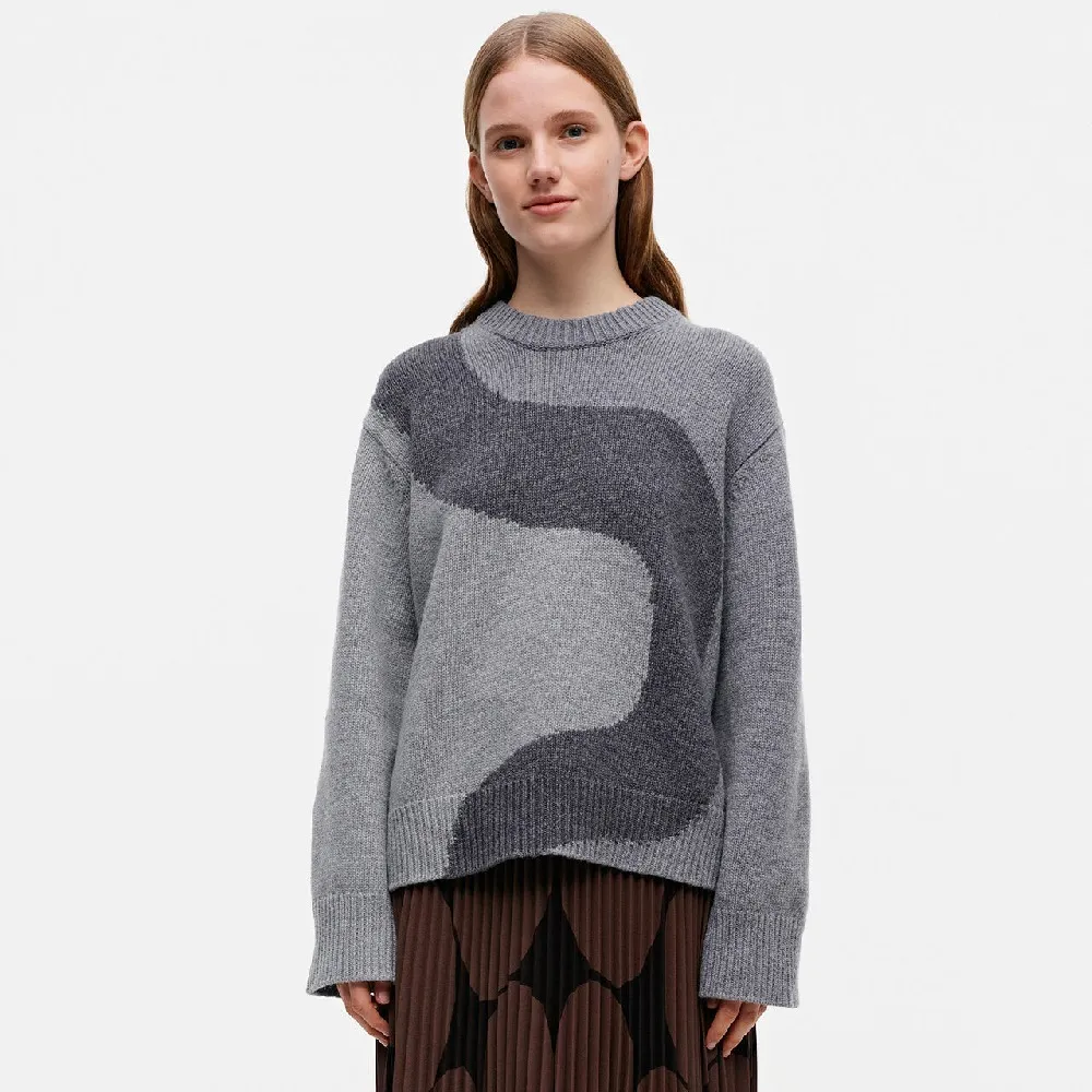 marimekko  |Cozy Wool Rib Crew Neck Long Sleeves