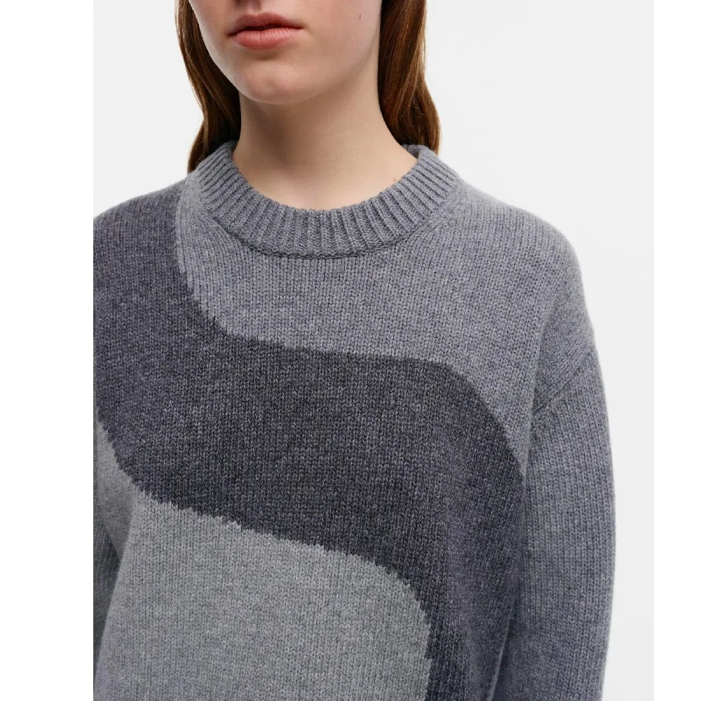 marimekko  |Cozy Wool Rib Crew Neck Long Sleeves