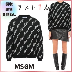 MSGM Crew Neck Monogram Wool Street Style