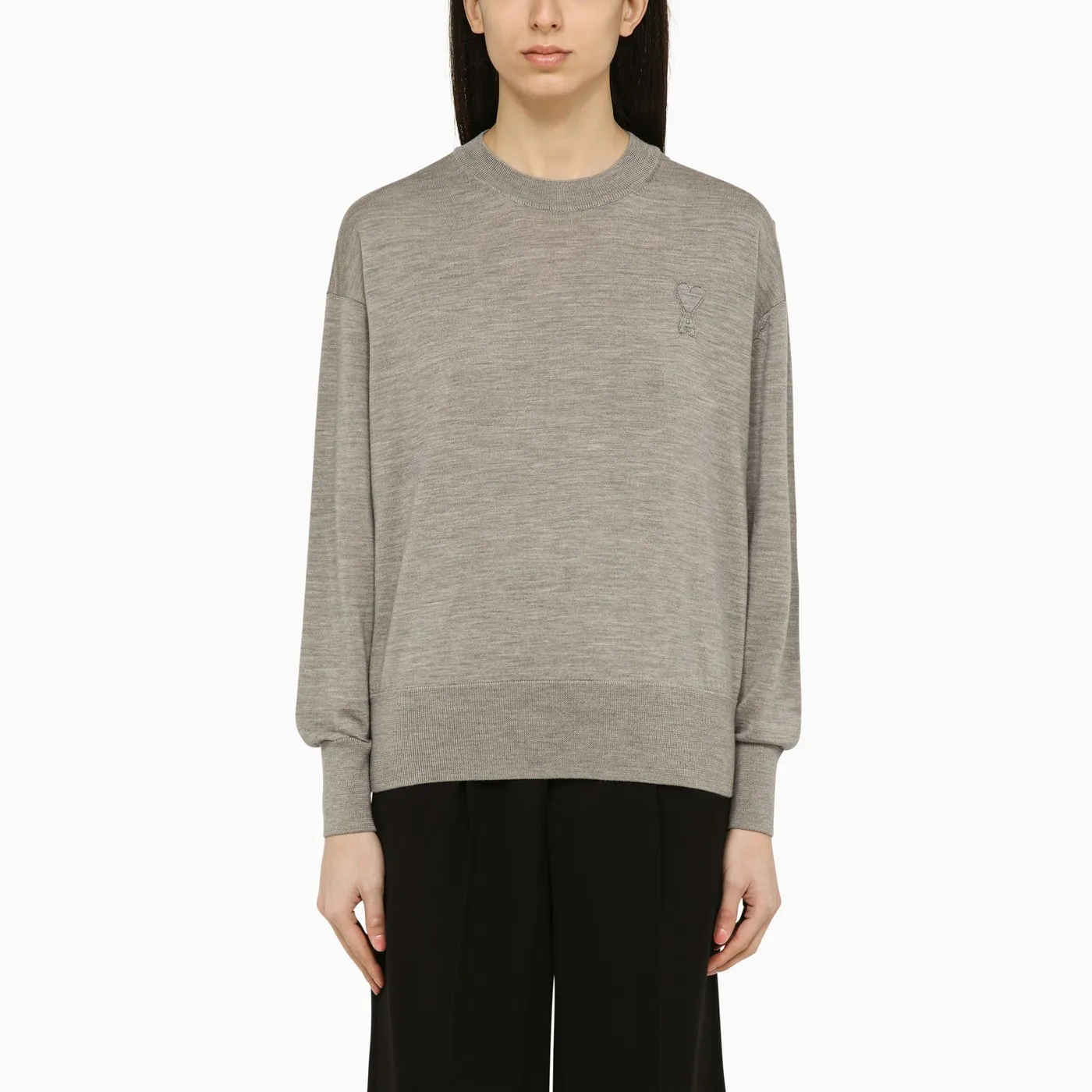 AMI PARIS Crew Neck Unisex Wool Rib Street Style