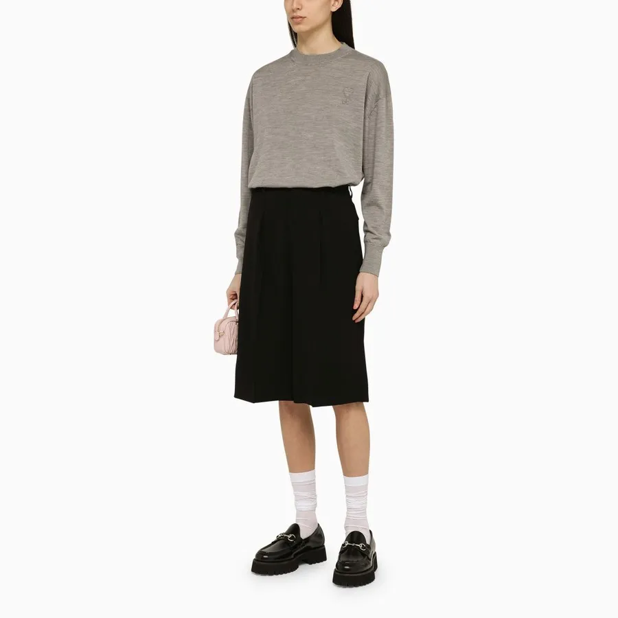 AMI PARIS Crew Neck Unisex Wool Rib Street Style