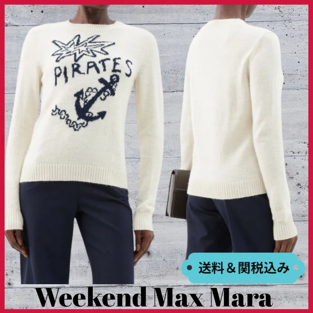 Weekend Max Mara Crew Neck Unisex Wool Street Style Long Sleeves