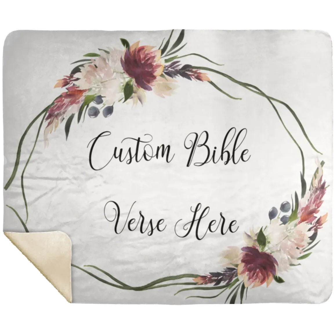 Customizable Artistic Minimalist Bible Verse Premium Mink Sherpa Blanket Rectangle Garland 2 With Your Signature