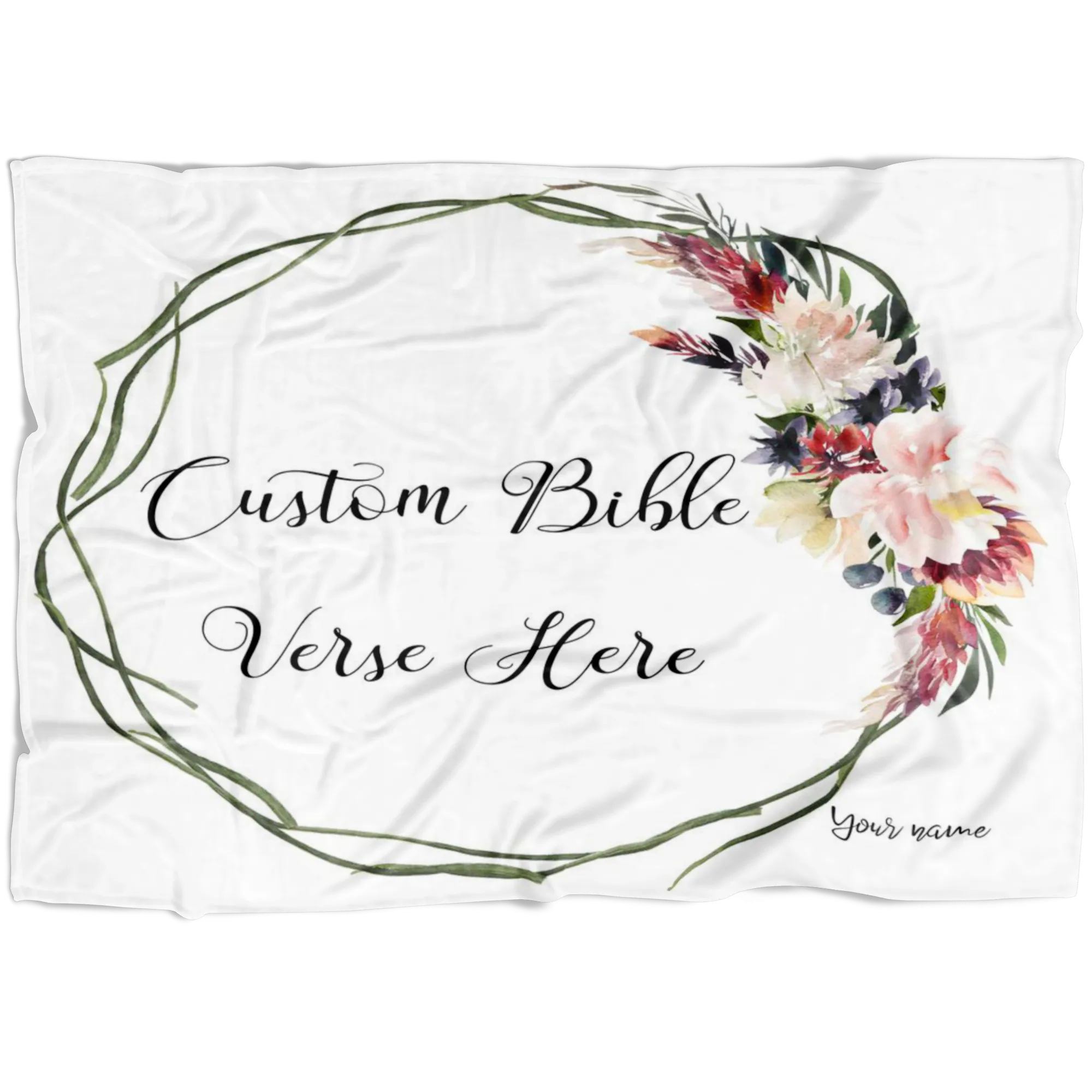 Customizable Artistic Minimalist Bible Verse Premium Mink Sherpa Blanket Square Garland 4 With Your Signature