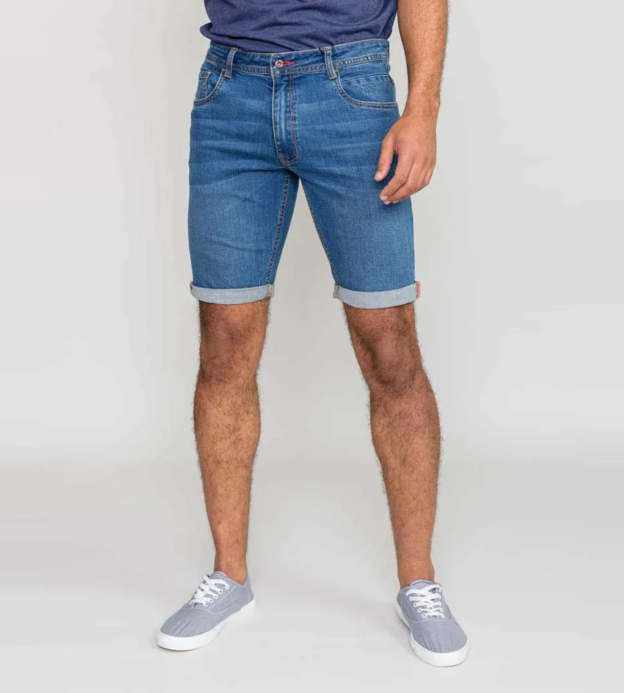 D555 Men's Blue Stretch Denim Shorts (BROXBOURNE)