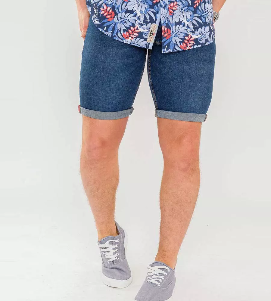 D555 Men's Blue Stretch Denim Shorts (DAVIDSON)