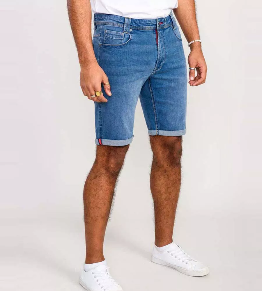 Mens Blue Stretch Denim Shorts by D555 Suffolk