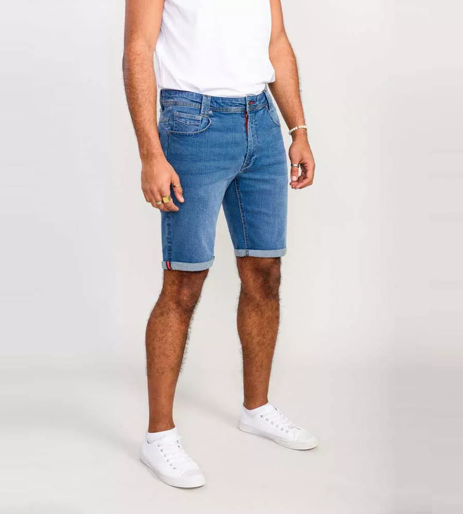 Mens Blue Stretch Denim Shorts by D555 Suffolk