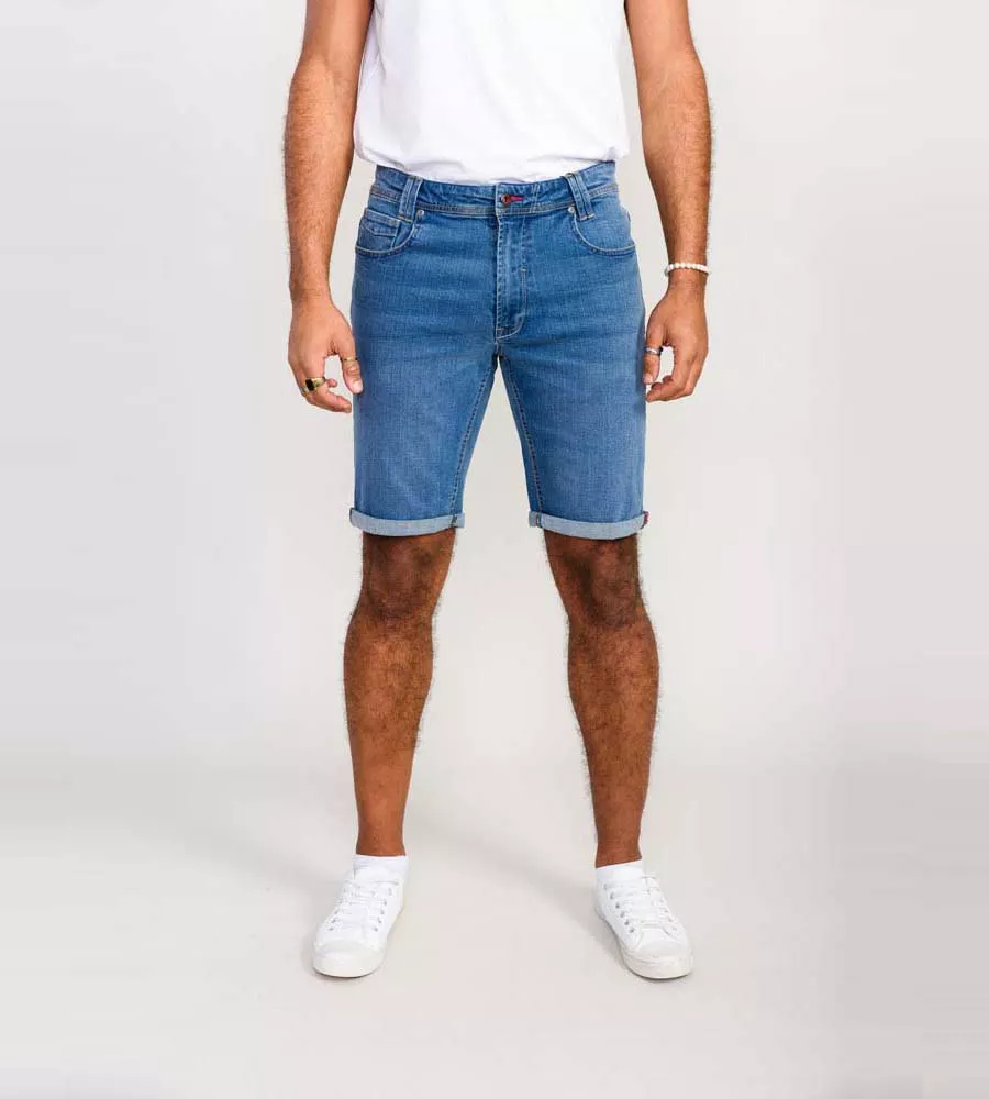 Mens Blue Stretch Denim Shorts by D555 Suffolk