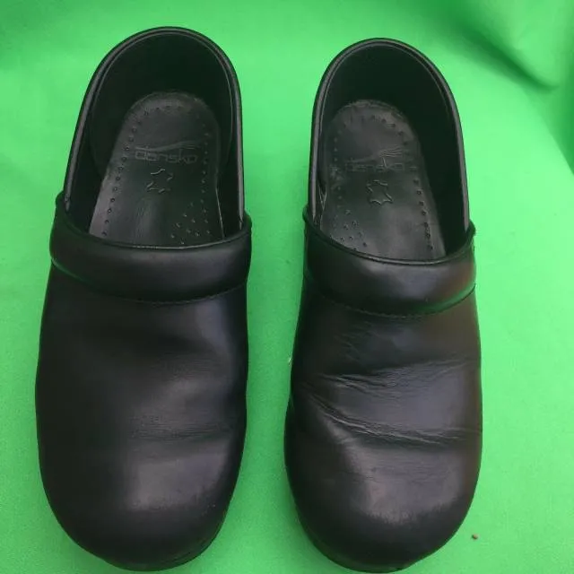 Dansko Black Leather Slip-ons for Work and Dress