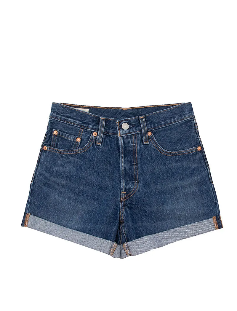 Dark Blue Denim Mid Rise Levis Shorts