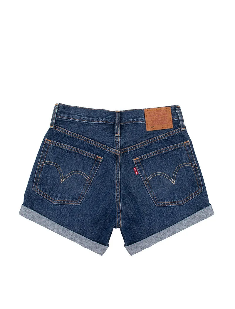 Dark Blue Denim Mid Rise Levis Shorts