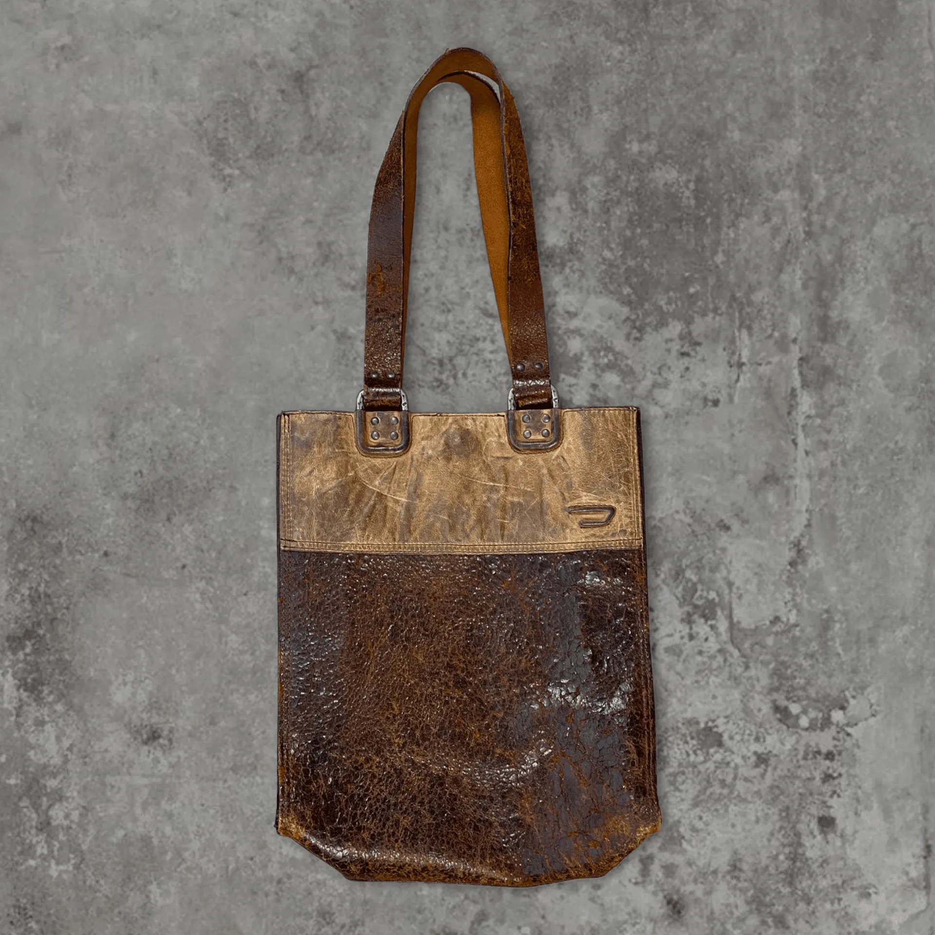 Brown Leather Tote Bag by Diesel