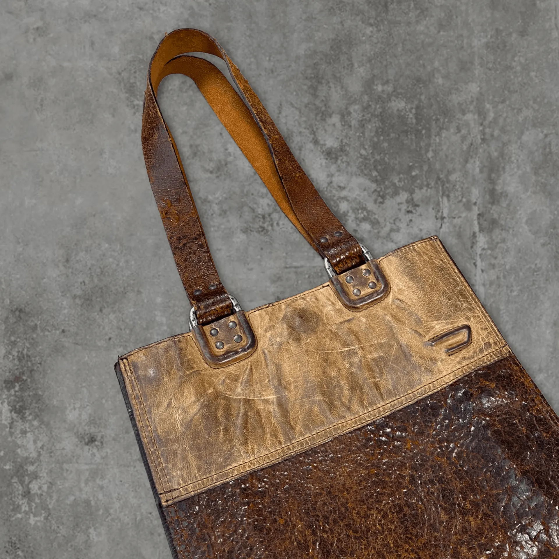 Brown Leather Tote Bag by Diesel