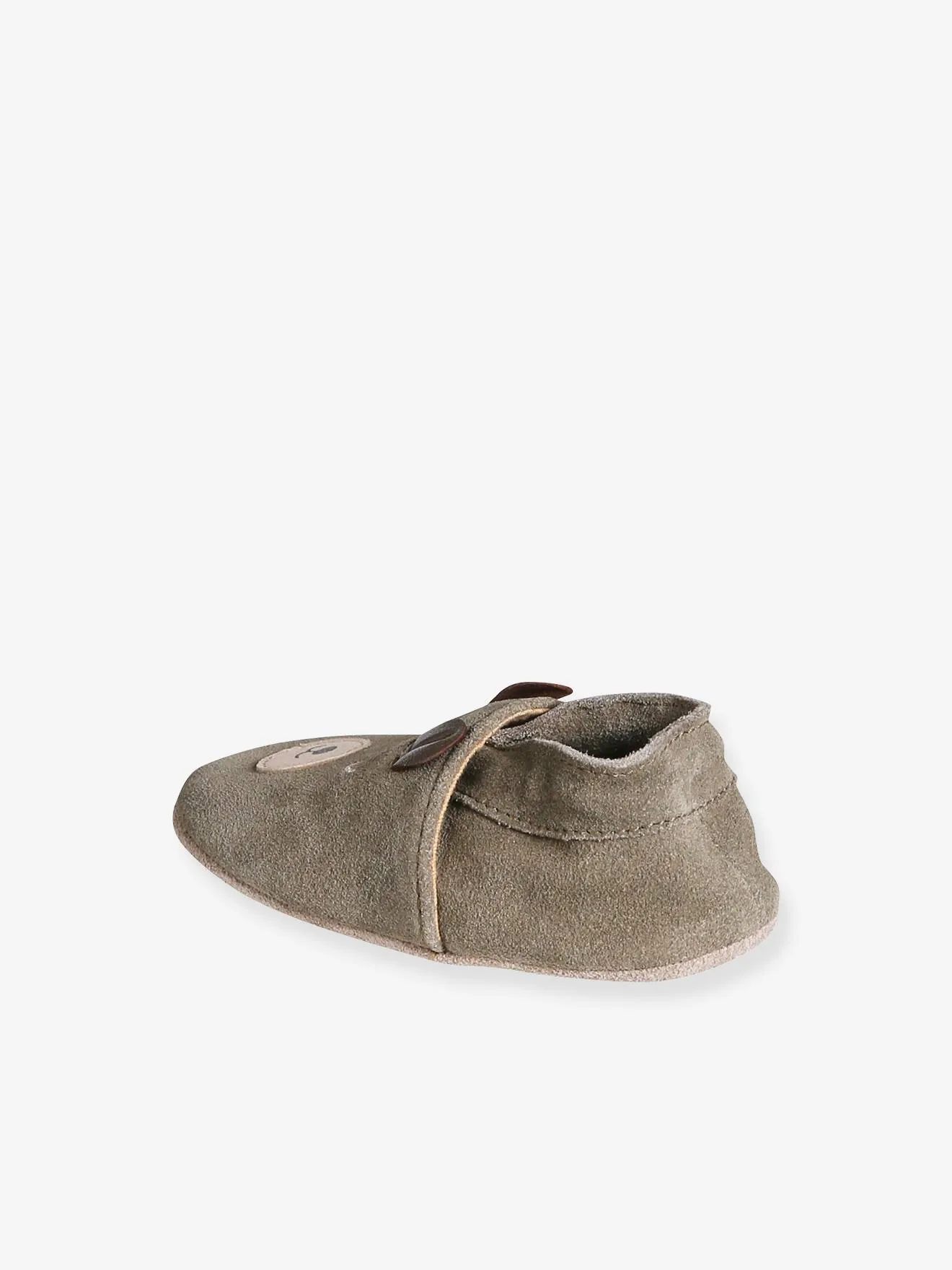 Elastic Soft Leather Slip-On Shoes for Babies in Khaki