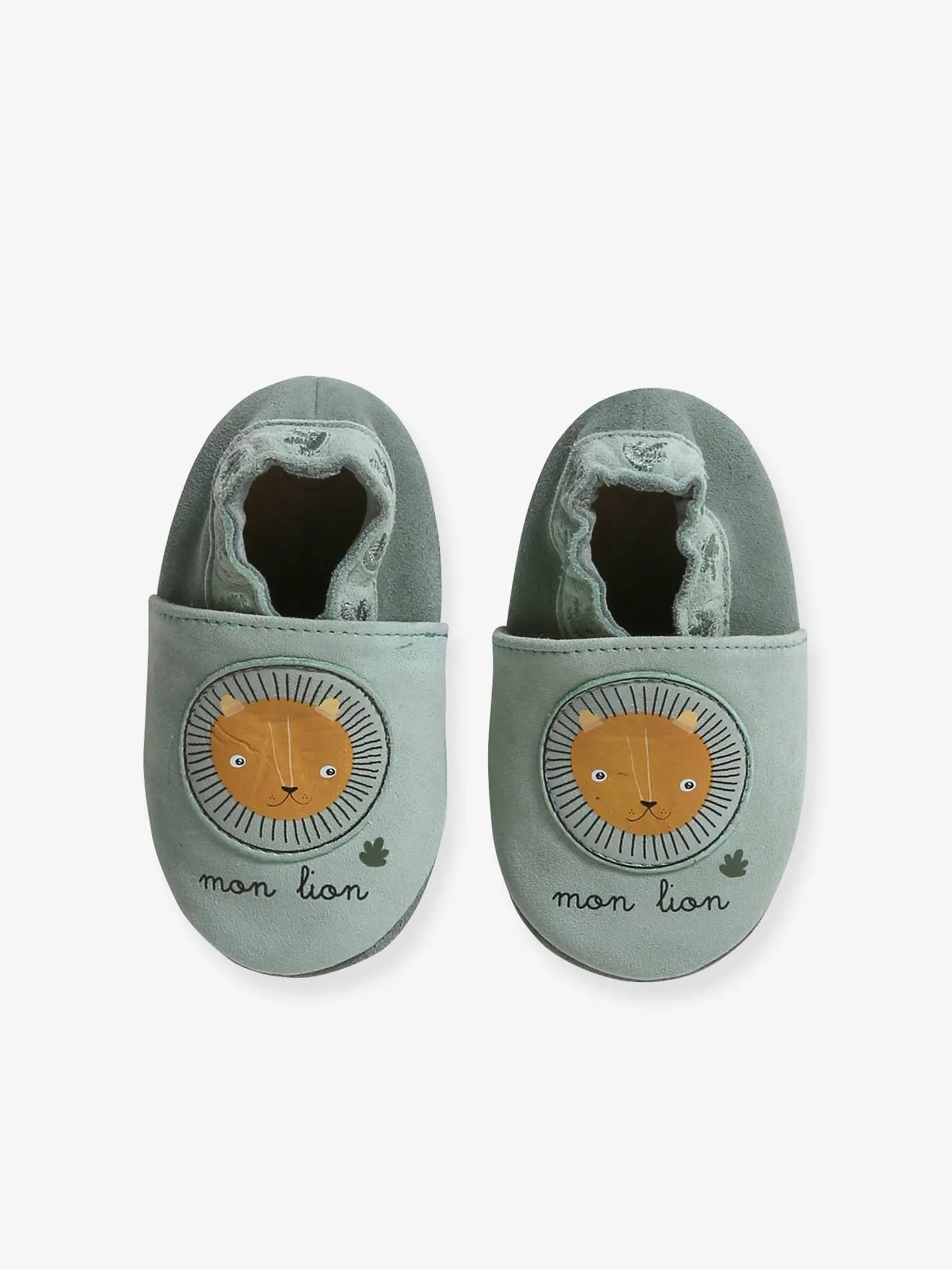 Elastic Soft Leather Slip-On Shoes for Babies in Khaki