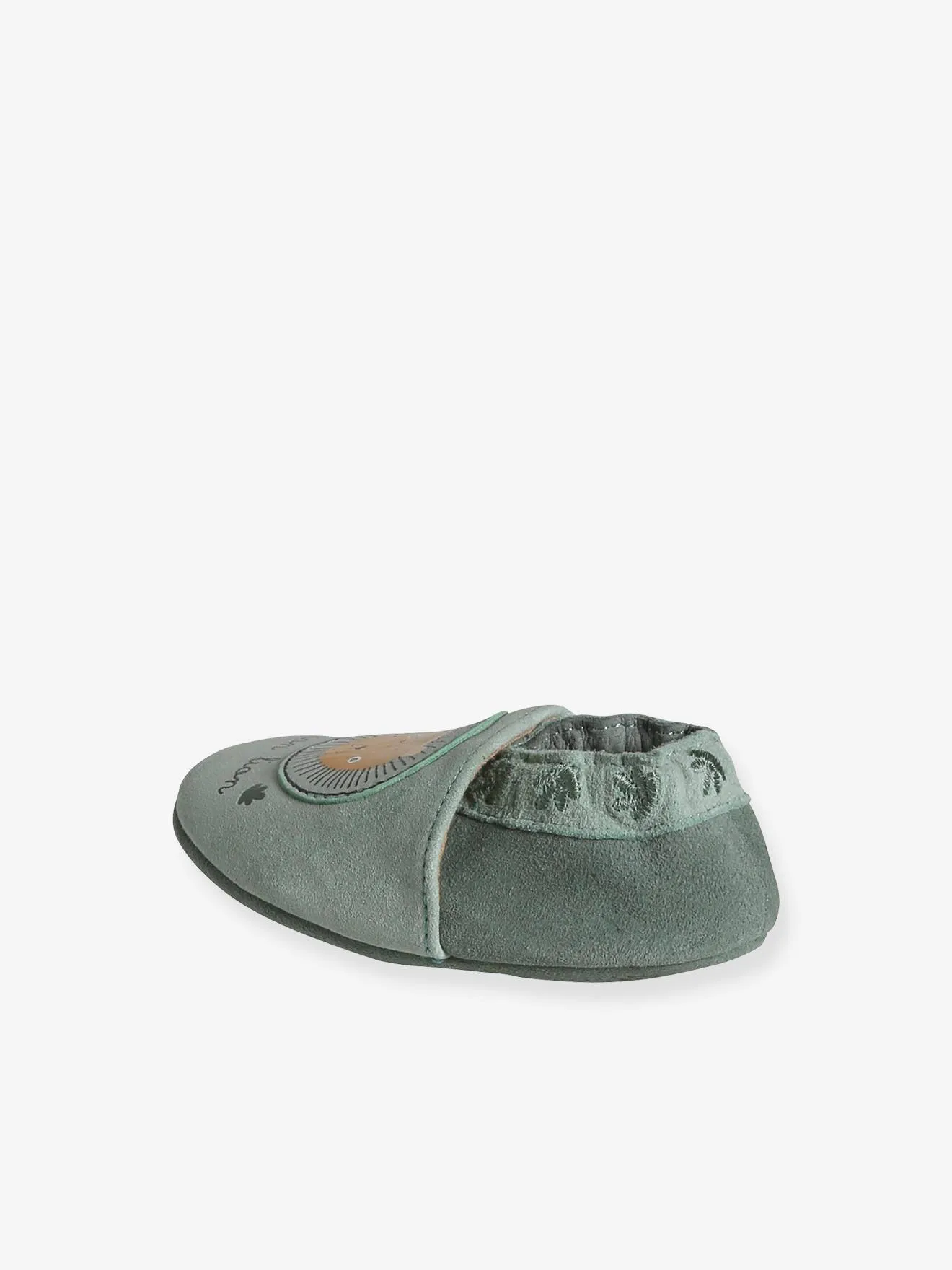 Elastic Soft Leather Slip-On Shoes for Babies in Khaki