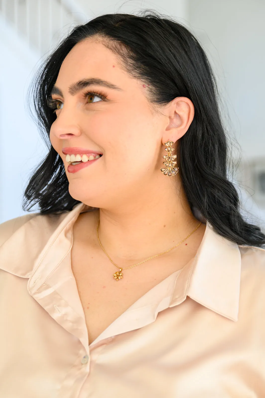 Smoky Crystal Drop Earrings in Smoky Brown