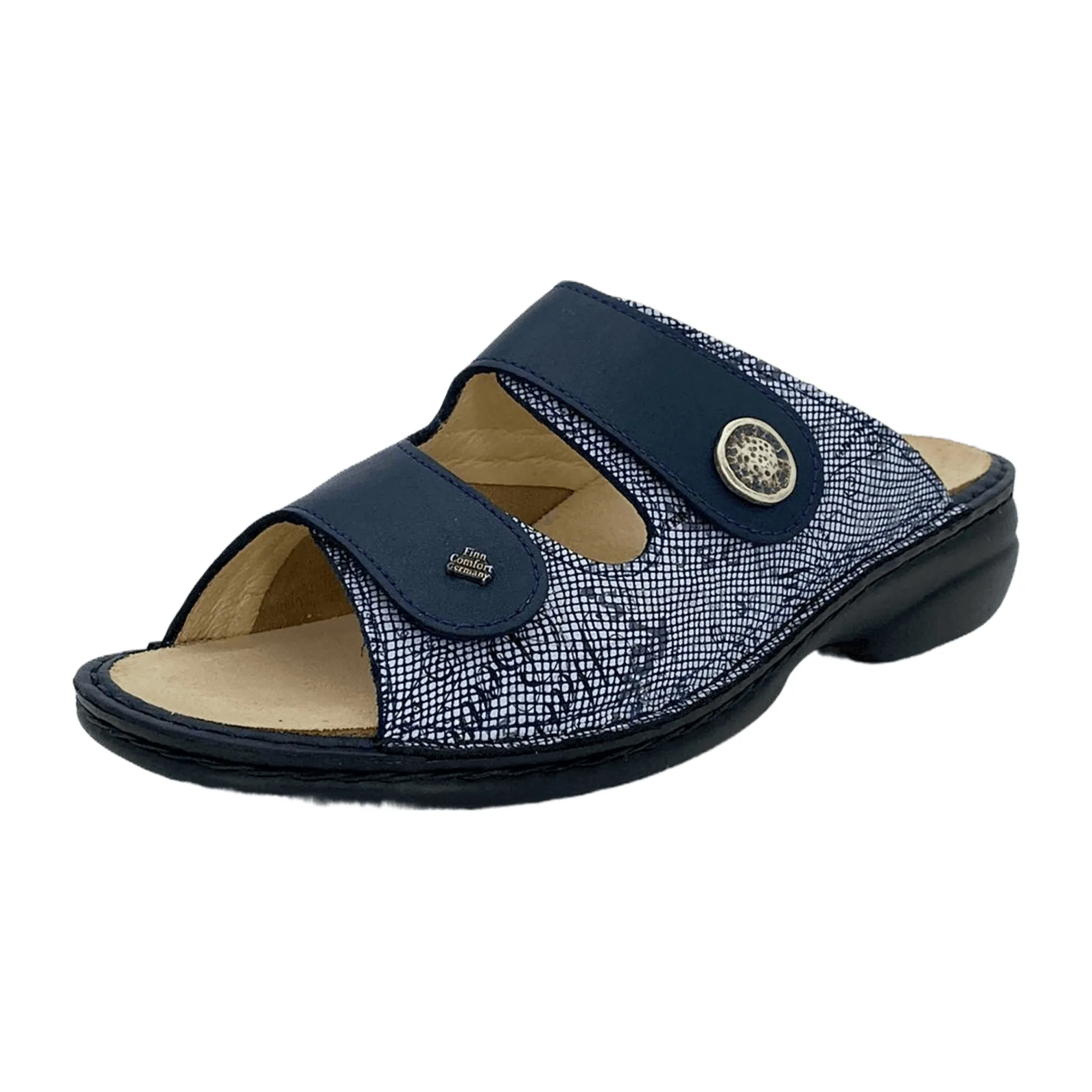 Orthopedic Leather Sandals for Women - Finn Comfort Zeno - Blue/Atlantic/Marine