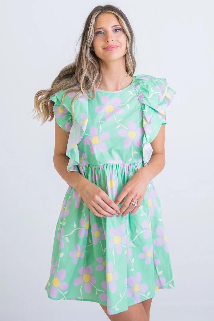 Ruffle Poplin Dress