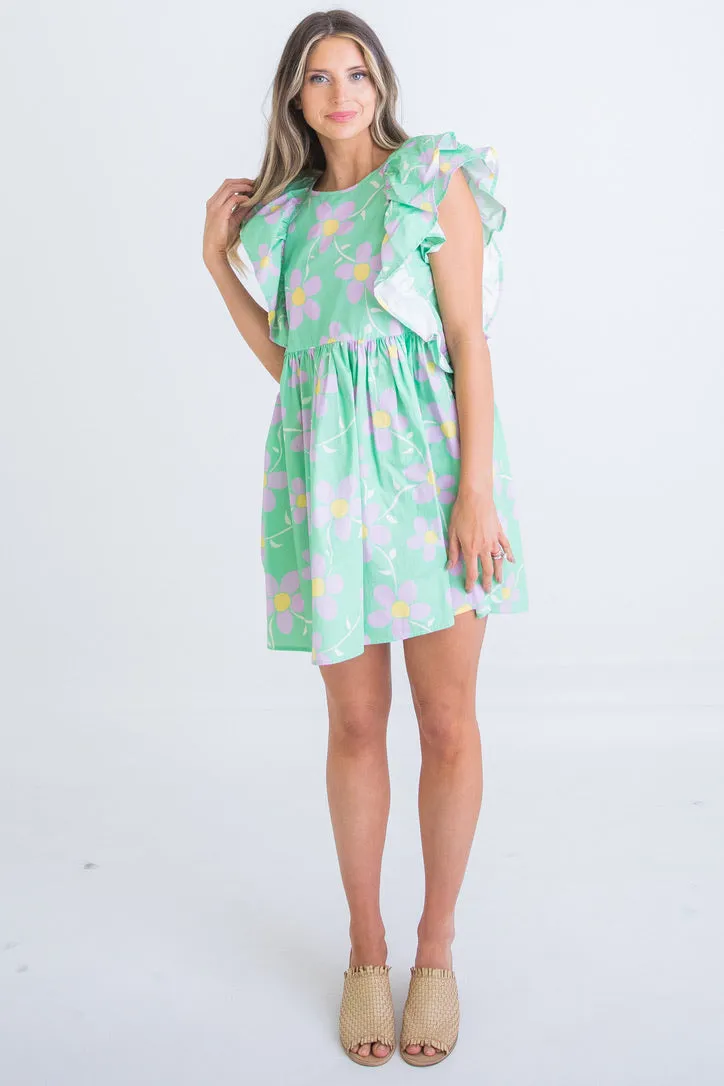 Ruffle Poplin Dress