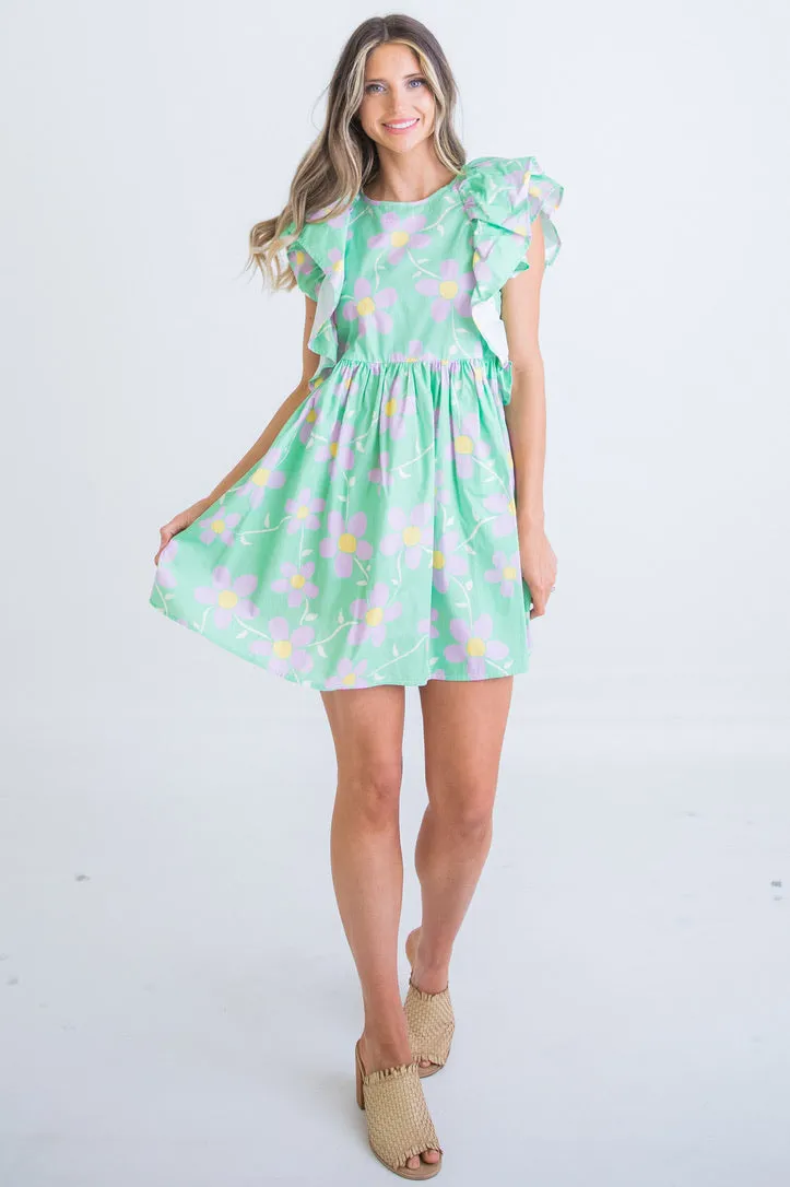 Ruffle Poplin Dress