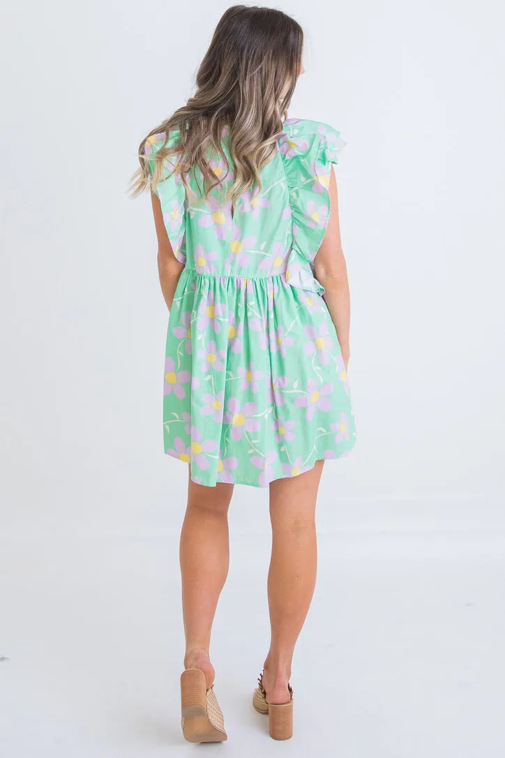 Ruffle Poplin Dress