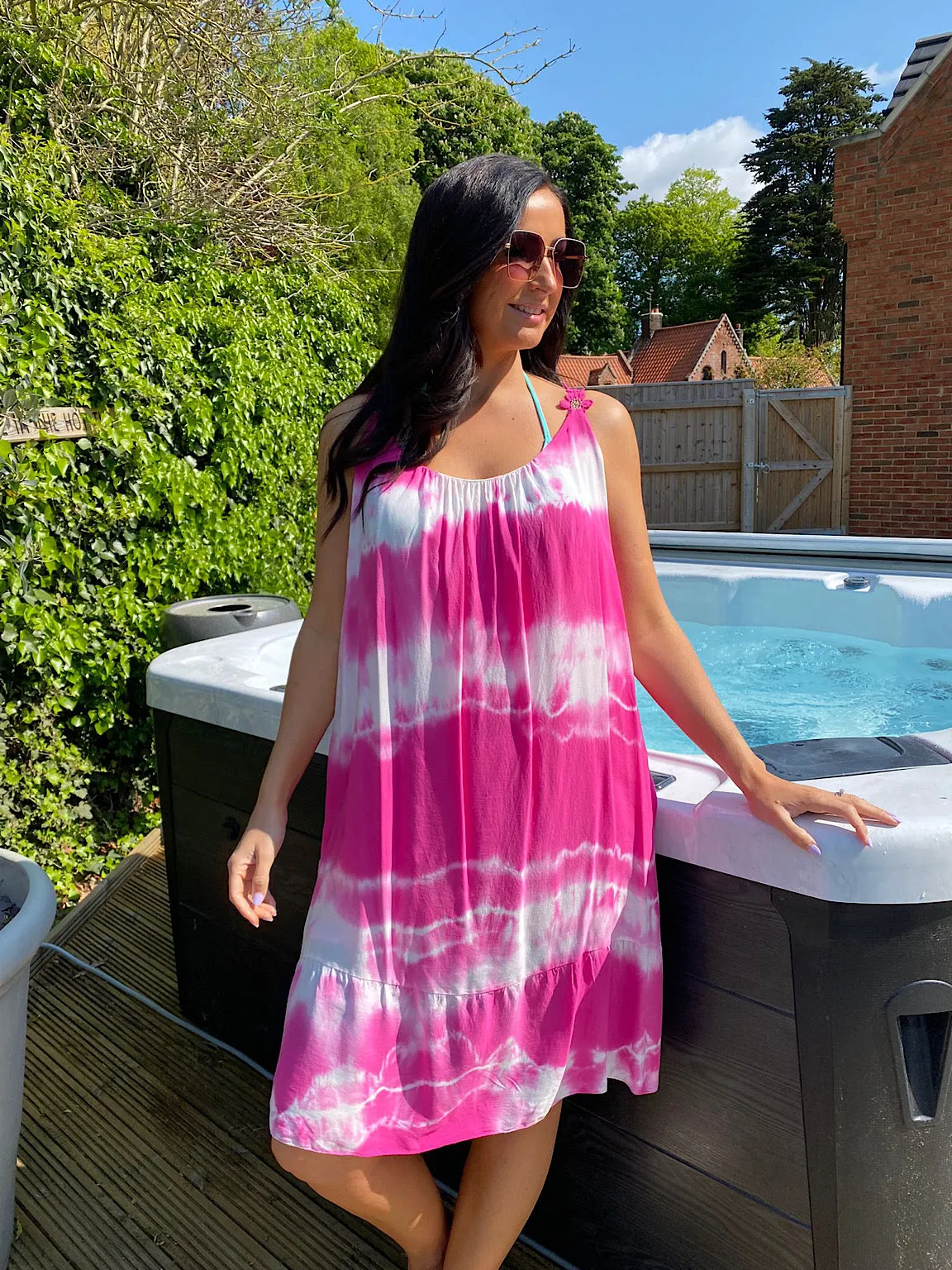 Stylish Flower Strap Tie Dye Kerrie Dress