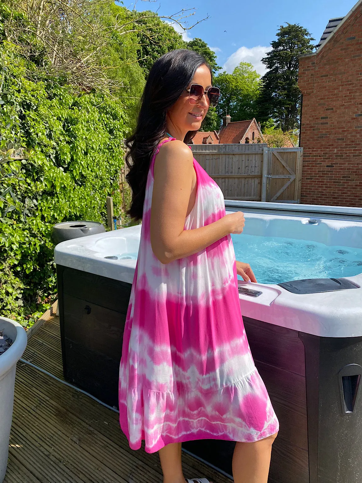 Stylish Flower Strap Tie Dye Kerrie Dress