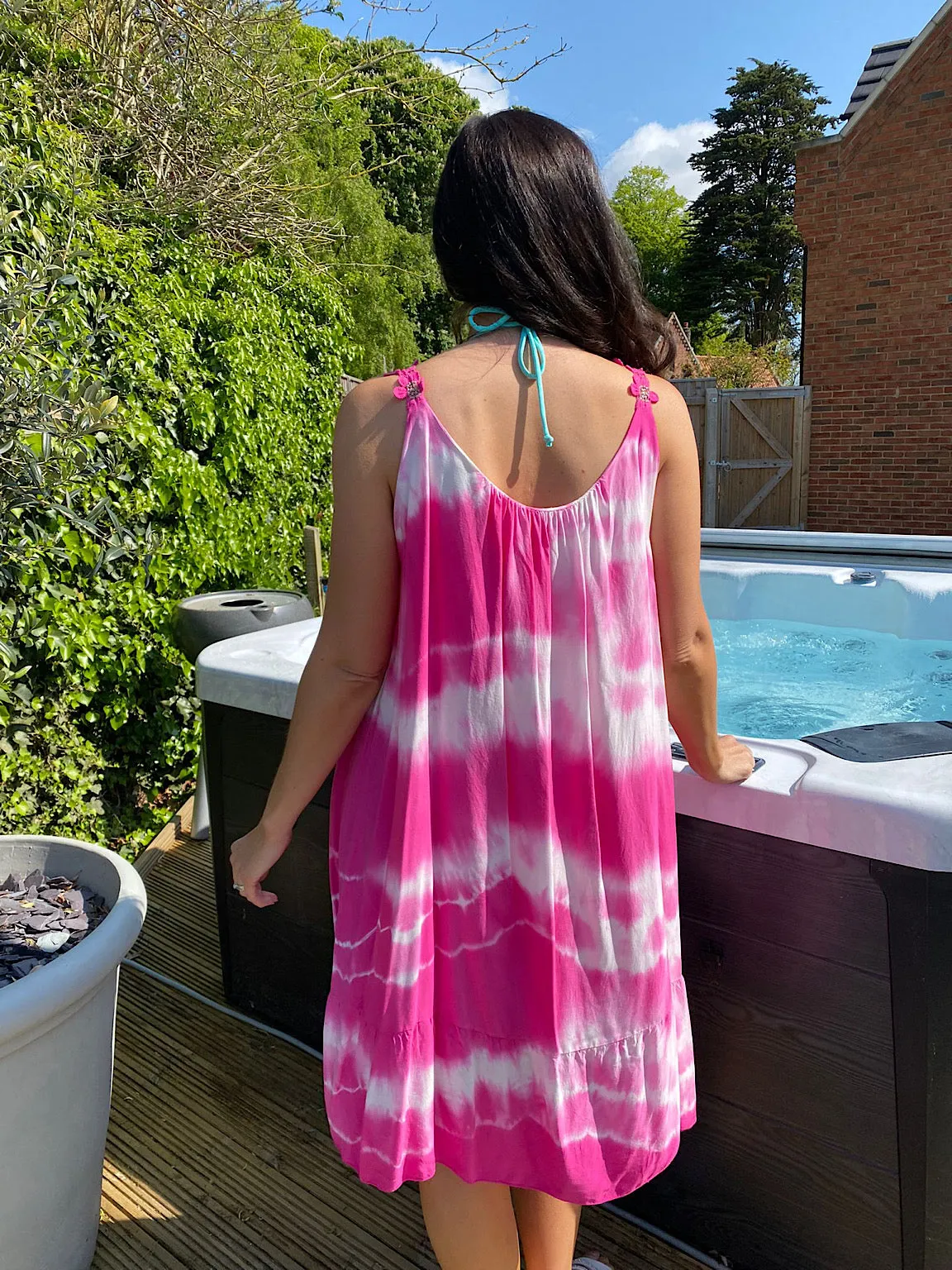 Stylish Flower Strap Tie Dye Kerrie Dress