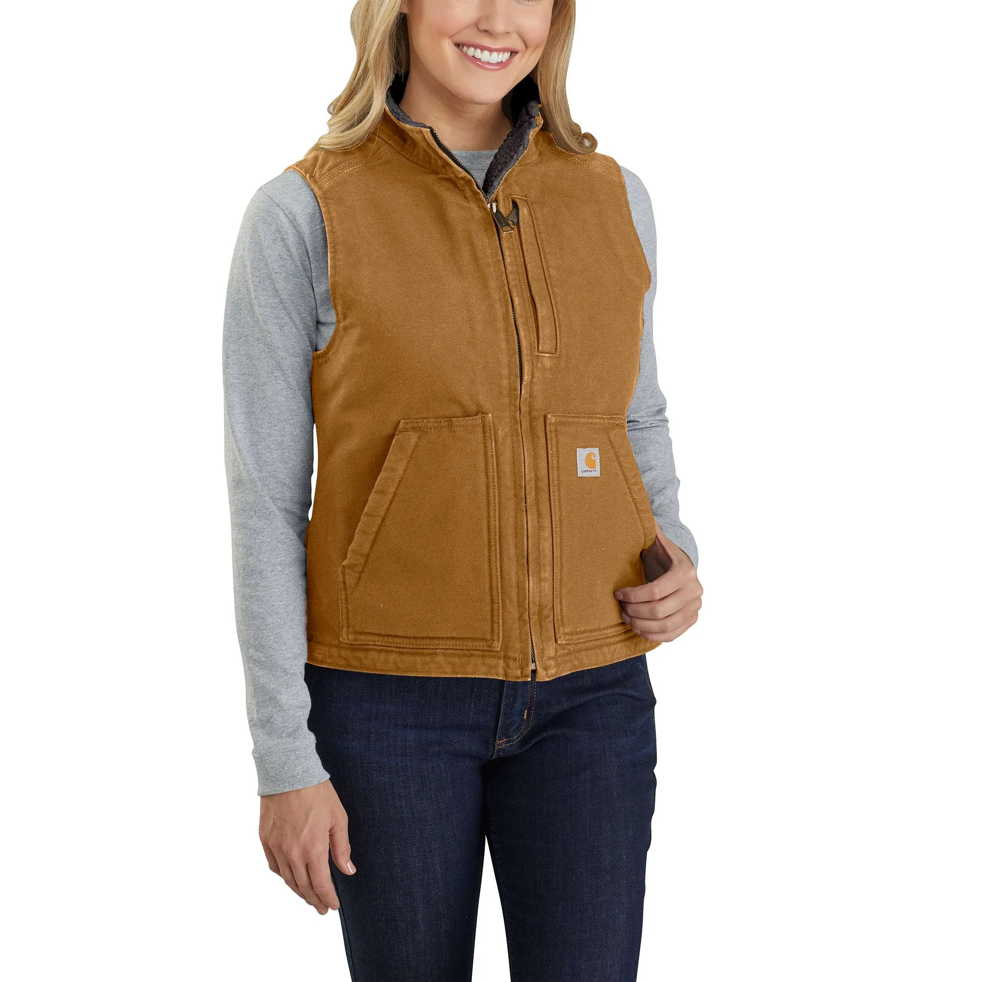 Sherpa-Lined Mock-Neck Vest