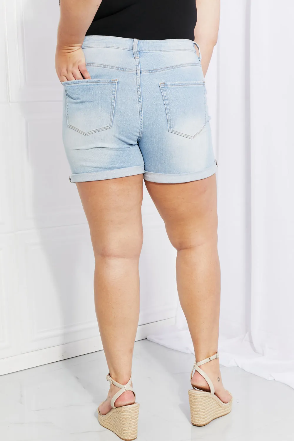 Cuffed Denim Shorts by Vervet