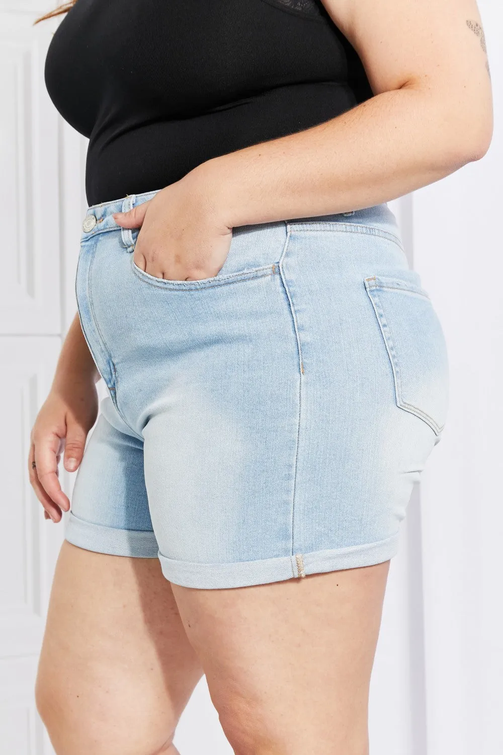 Cuffed Denim Shorts by Vervet