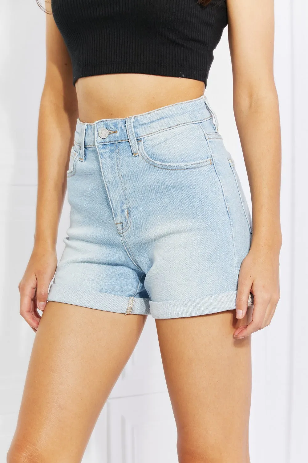 Cuffed Denim Shorts by Vervet