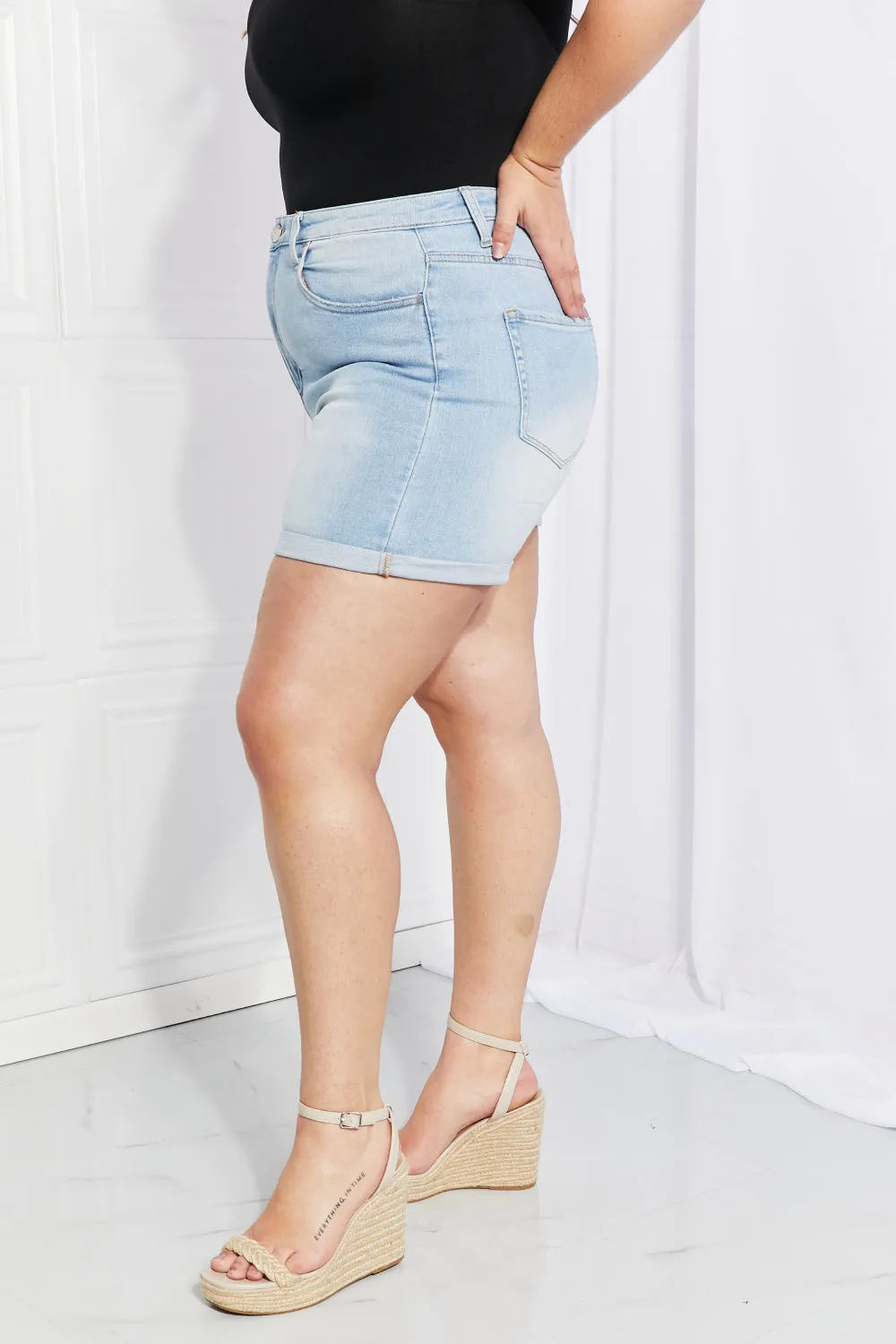 Cuffed Denim Shorts by Vervet