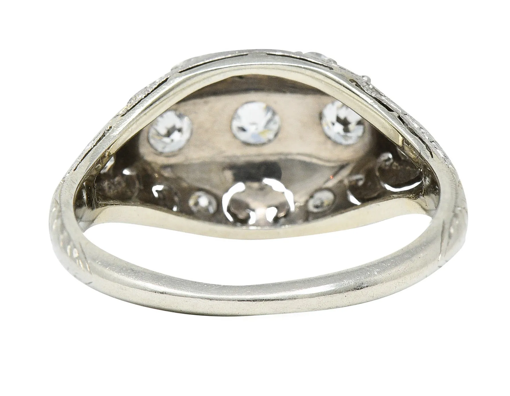 Palm Leaf Bombe Band Ring by Fulmer & Co. with 0.50 CTW Diamond in 19 Karat White Gold