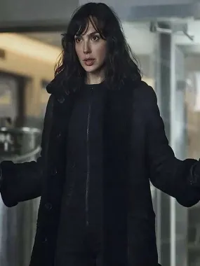 Black Shearling Suede Leather Jacket in Gal Gadot Heart of Stone 2023