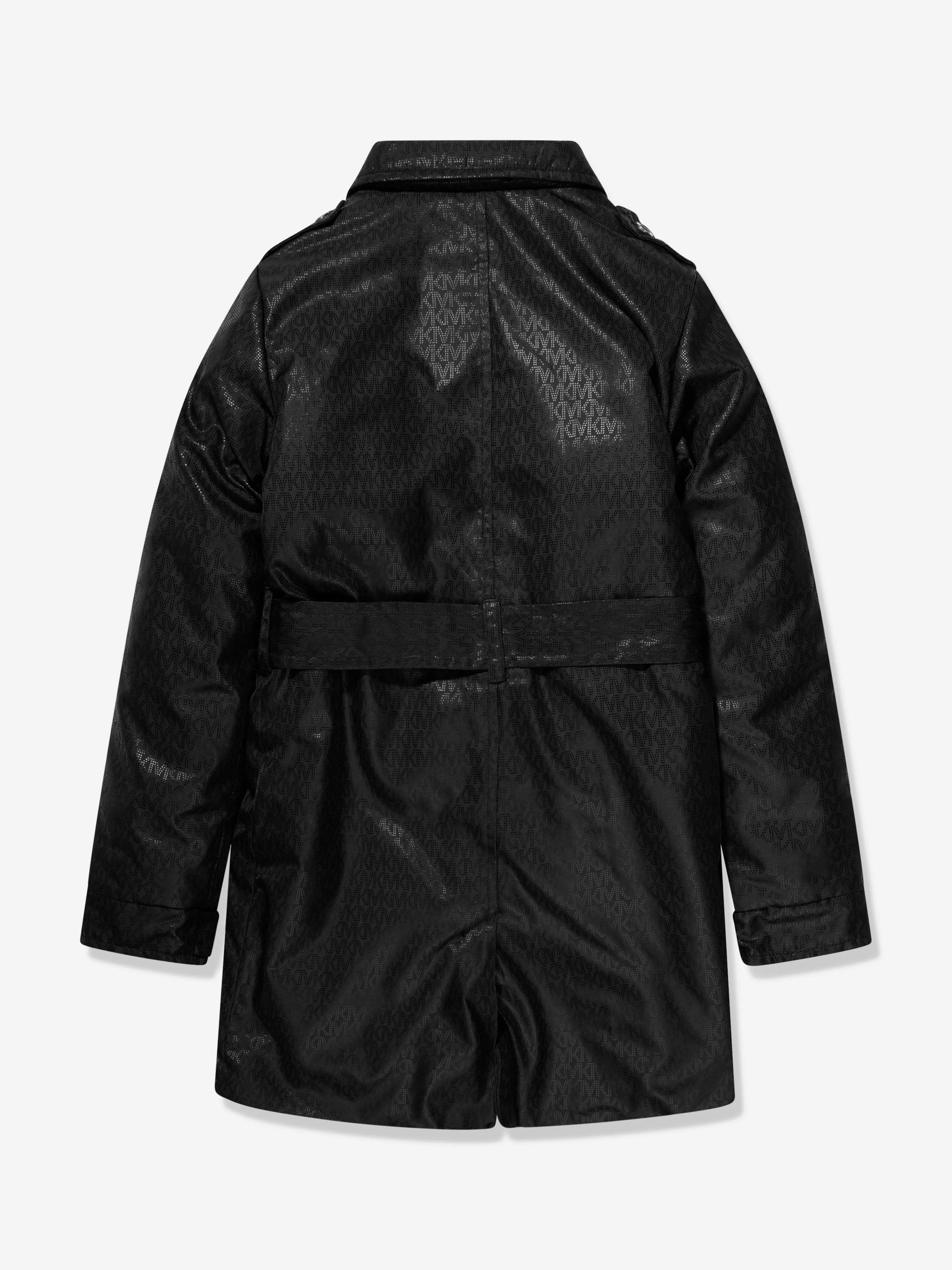 Girls Black Michael Kors Logo Trench Coat