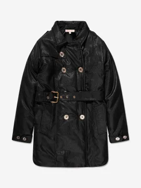 Girls Black Michael Kors Logo Trench Coat